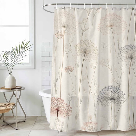 Dandelion Retro Leaves Waterproof Fabric Shower Curtain,Farmhouse Botanical Watercolor Waterproof Fabric Shower Curtain for Bathroom Curtains Bathtubs Shower Curtains with 12 Hooks Standard 66x72