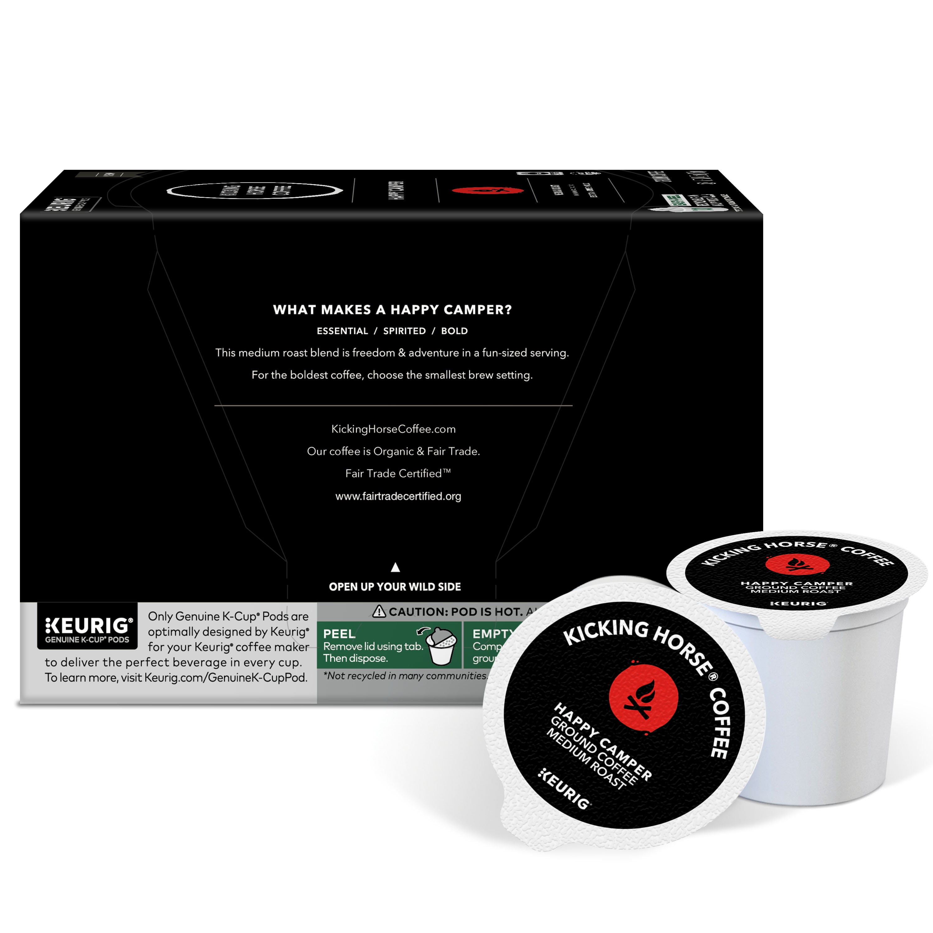 Kicking Horse Coffee, Happy Camper, Single Serve Keurig K-Cup Pods, Medium Roast Coffee, 60-Count Box