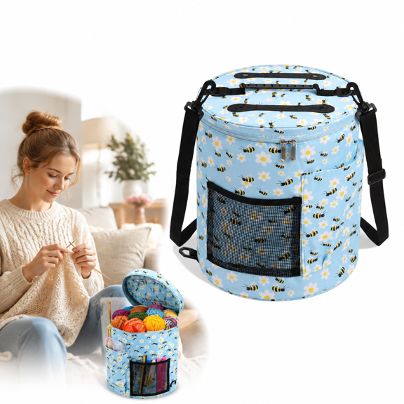 Trapillo Para Tejer a Crochet Bolsas, Yarn Holder for Crocheting, Crochet Bag Organizer, Sewing Storage, Craft Storage Organizer, Large Capacity Portable Yarn Storage Tote Bag