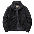 thumbnail image 4 of Odeerbi Jackets For Men Fall Jacket New Trendy 2024 Casual Lapel Lamb Fleece Corduroy Plus Fleece Thickened Long Sleeve Hoodless Outwear Black, 4 of 7