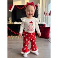 thumbnail image 5 of Loicainy Infant Baby Girl Christmas Outfit 3 6 12 18 Months Long Sleeve Romper Santa Print Pants Headband, 5 of 9