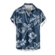thumbnail image 2 of Blusa y camisa de manga corta con cuello vuelto para hombre, informal, a la moda, con estampado de bolsillo y botones, de poliéster., 2 of 5