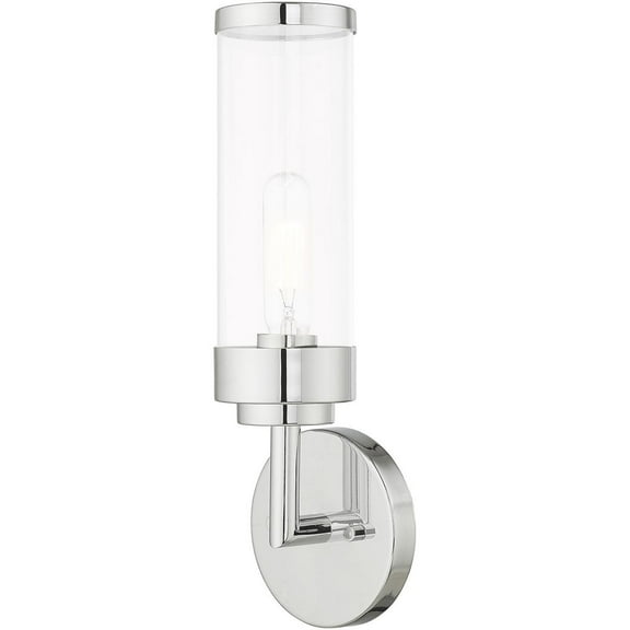 5.125 inch 1 Light Polished Chrome ADA Wall Sconce with Clear Glass Shade