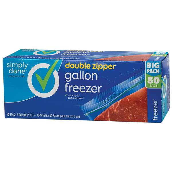 Simply Done Double Zipper Gallon Freezer Bags