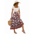 thumbnail image 2 of Maxi Skirts for Women 2025 Summer Boho Long Flowy Floral Elastic High Waist Skirt Casual Travel Skirt Red L, 2 of 9
