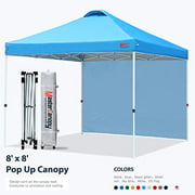 MASTERCANOPY Durable Ez Pop-up Canopy Tent with 1 Sidewall (8'x8',Sky Blue)