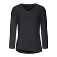 thumbnail image 5 of WREESH Womens Fashion Dressy Shirts Long Sleeved V-Neck T-Shirts Solid Color Blouse Pullover Black, 5 of 6