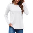 thumbnail image 1 of Camisa YUCOLEN para mujer, manga larga, cuello redondo, algodón blanco puro, L, 1 of 8
