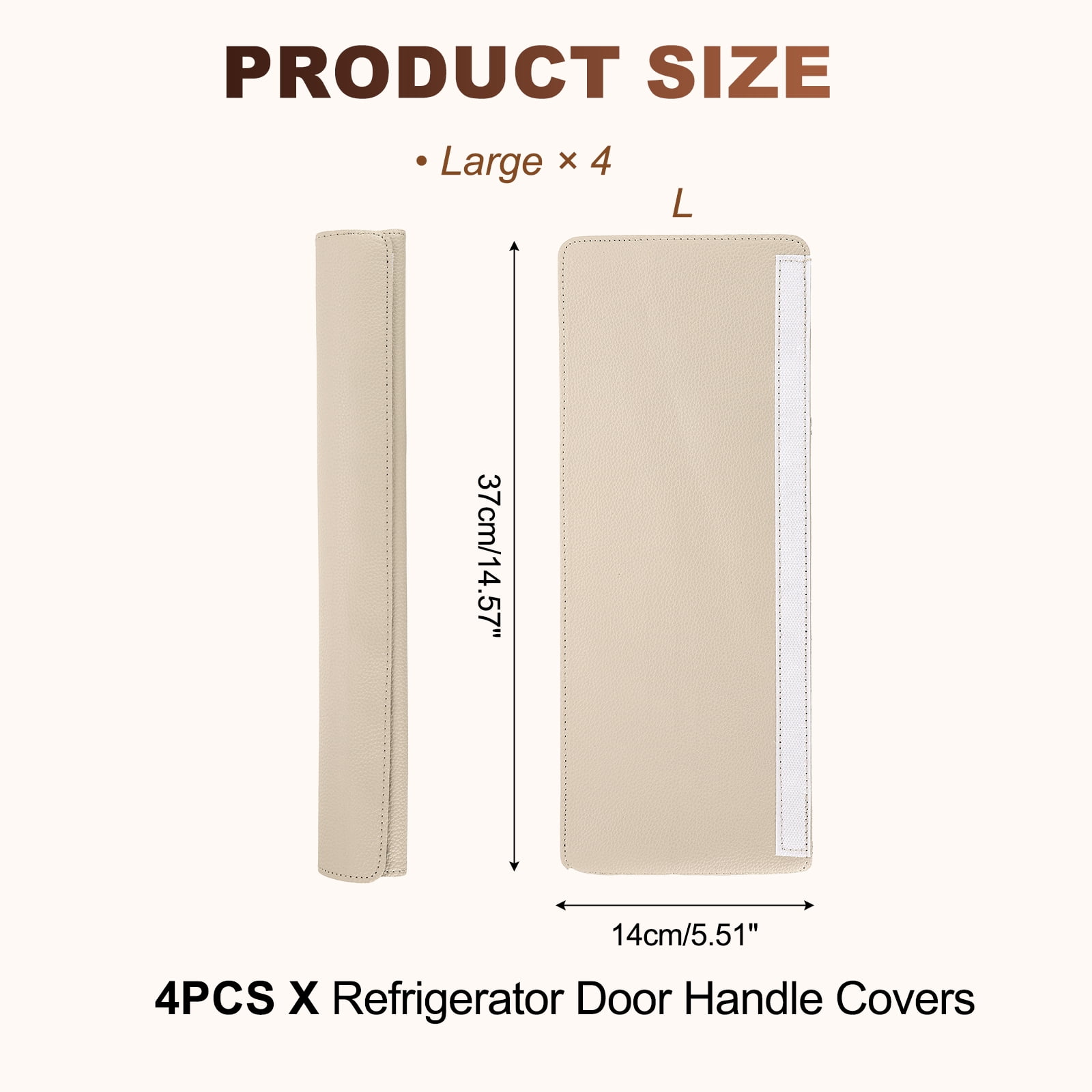 Uxcell 4Pcs Refrigerator Door Handle Covers, PU Leather Kitchen Appliance Handle Protector, Anti-Static Fridge Handle Cover Keep Your Microwave Oven Dishwasher Clean, Apricot