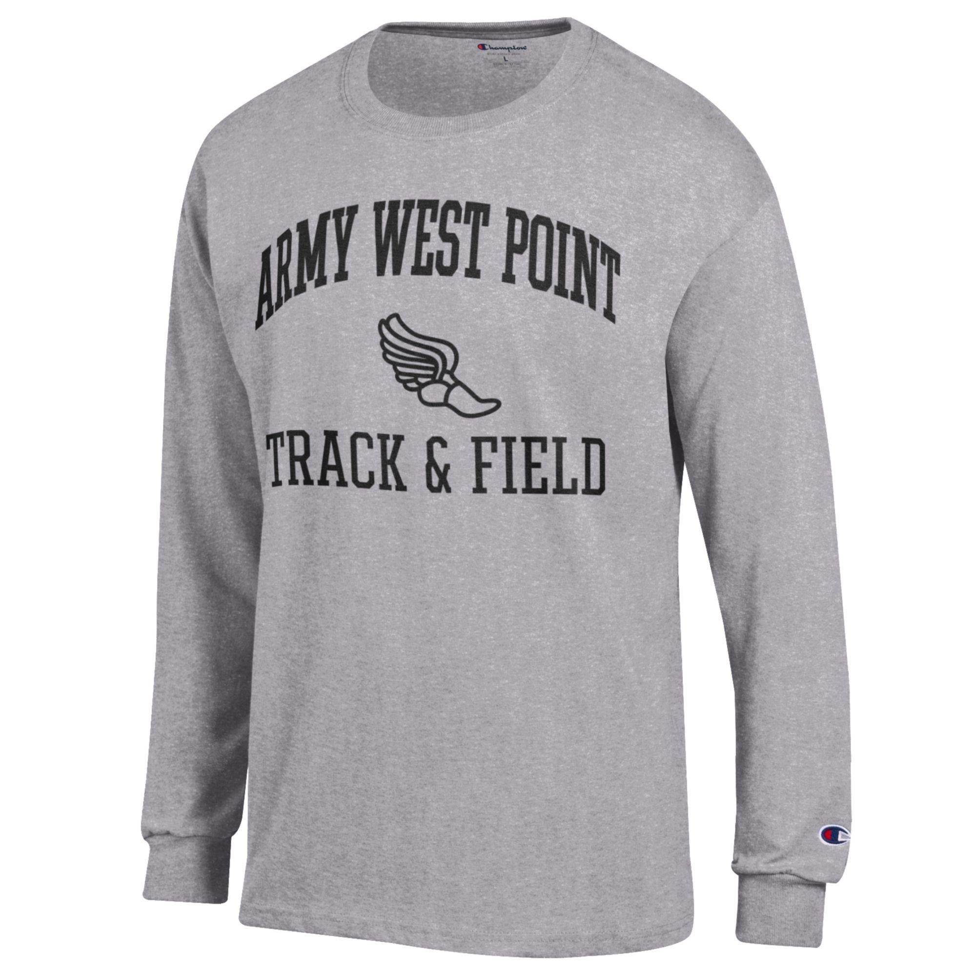Men's Champion  Gray Army Black Knights Track & Field Icon Long Sleeve T-Shirt