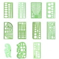 thumbnail image 1 of Ruler Tailor Measuring Kit Drafting Drawing Multifunctional 11PCS Art Plastic Clear Green Geometric Drawings Templates, 1 of 20