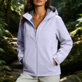 thumbnail image 2 of FRSASU Women's Softshell Hooded Jacket Full Zip Water Resistant Windproof Lightweight Outdoor Coat with Pockets Purple, 2 of 9
