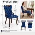 thumbnail image 2 of Dining Chairs Set of 2, Velvet Upholstered Kitchen Chairs with Vintage Copper Nails, Solid Wood Handles & Curved Legs, Mid Century Modern Dining Room Chairs for Home (Blue, Set of 2), 2 of 8