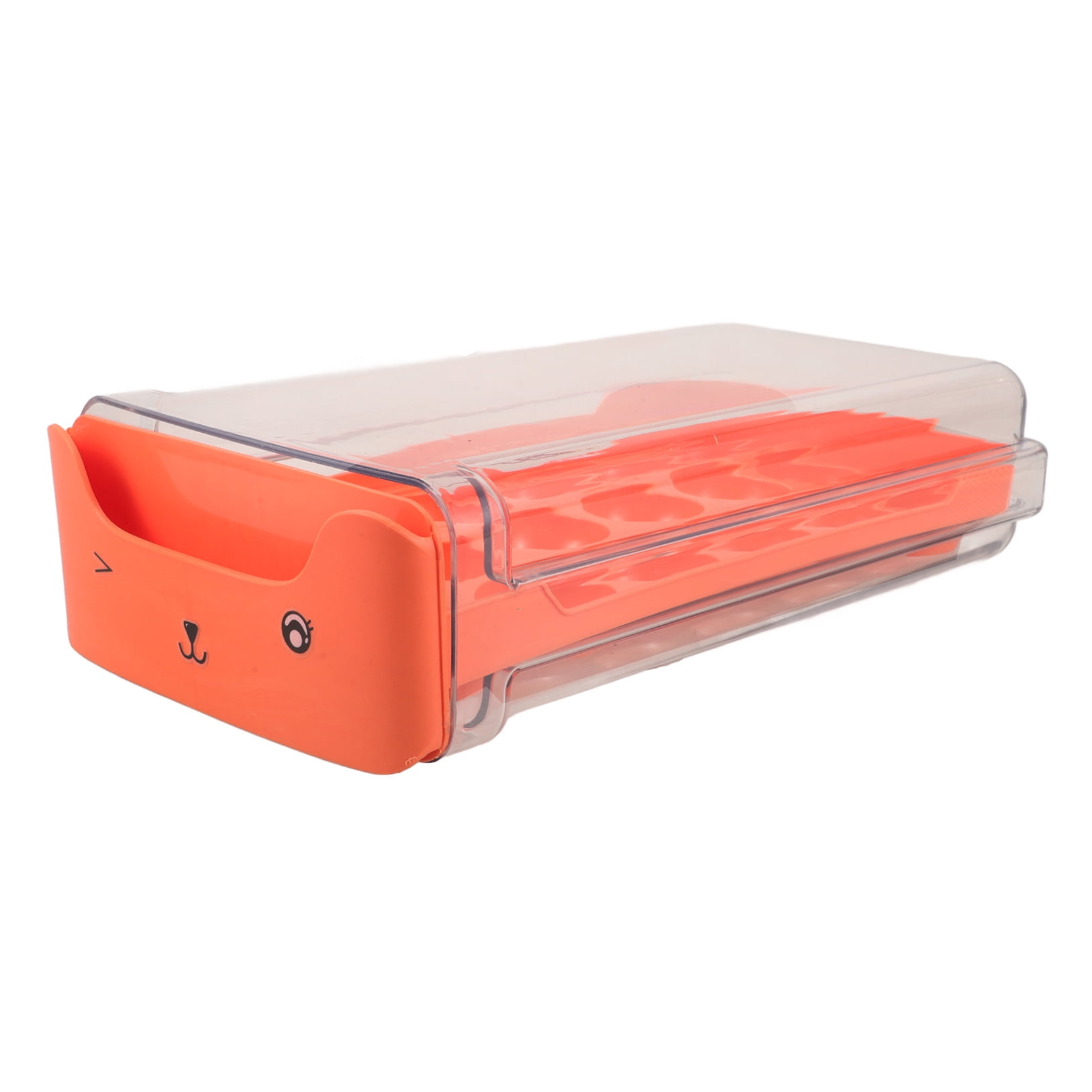 FRCOLOR Transparent Stackable Egg Holder for Fridge with Drawer Access Durable Reusable Plastic Orange 18 Count