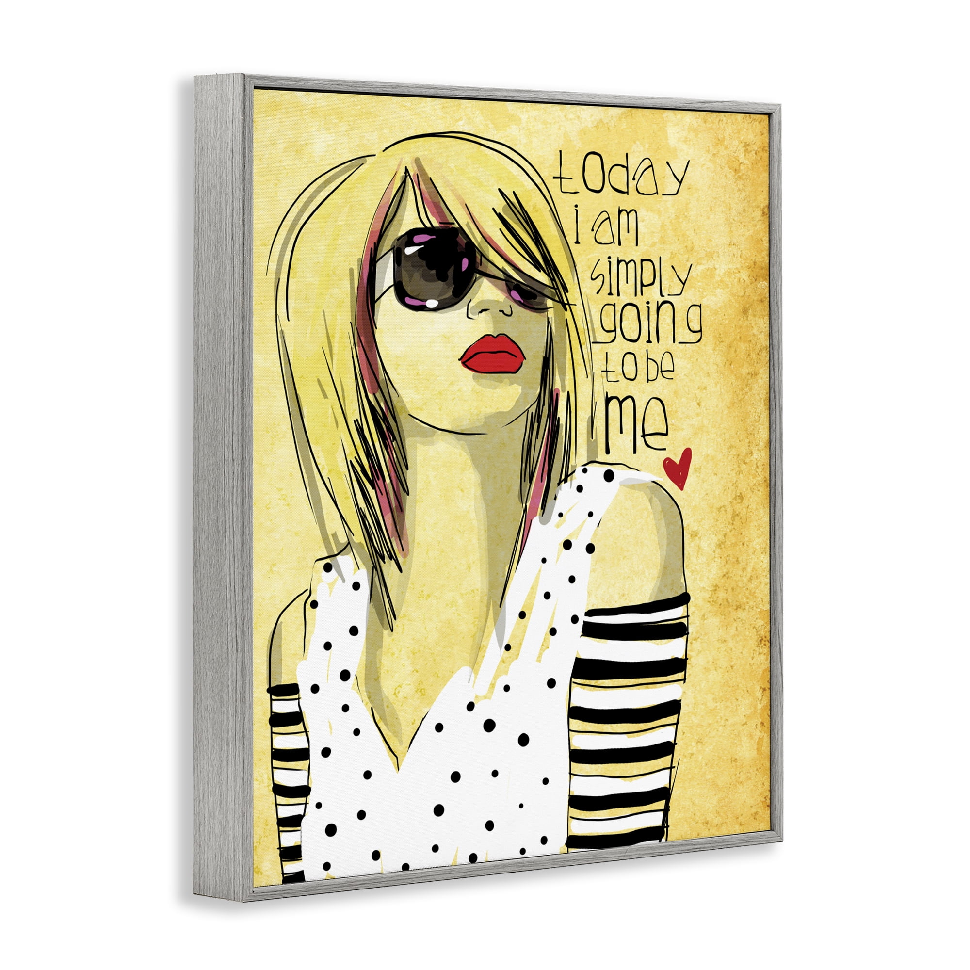 Stupell Industries Today I Am Simply Me Gray Framed Giclee Art, design by Suzanne Millius
