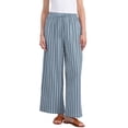 thumbnail image 1 of Pantalones de rayas de tiro alto y pierna ancha para mujer INSPIRE CHIC, con cordón, casuales, de algodón, sueltos, talla XS, color azul, 1 of 6