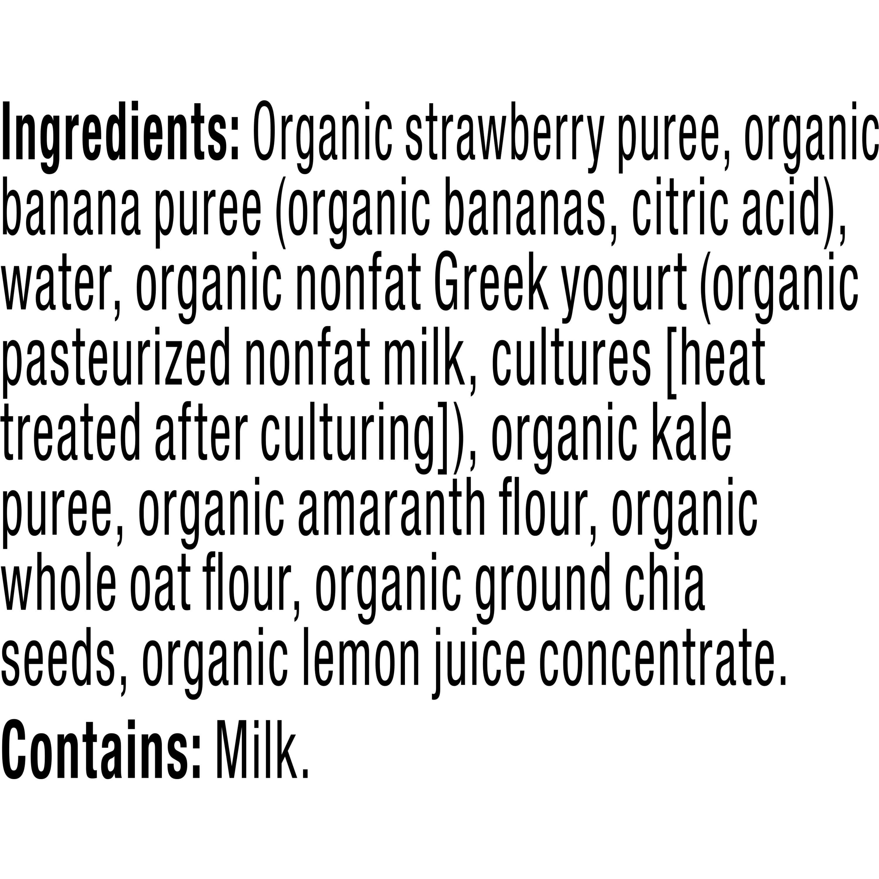 Plum Organics Mighty 4 Organic Toddler Food, Strawberry, Banana, Greek Yogurt, Kale, Amaranth, and Oat, 4 oz Pouch - Case of 12