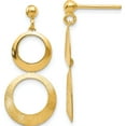 thumbnail image 1 of 14k Polished and Scratch Finish Circle Post Dangle Earrings (28x12), 1 of 5
