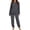 Dark Gray, variant on ATOYSOY Womens Cable Knit Flannel Pajamas Set Winter Matching Loungewear Oversized Crew Neck Long Sleeve Tees Elastic High Cuff Jogger Trousers Light Thick Warm Nightwear For All Day Home Lounging