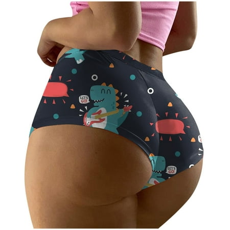 GHSOHS Womens Underwear Pantys Lace Thongs for Women Fashion Sexy High Wais Underwear Printed Seamless Breathable Underwear Sexy Briefs Panties Underpants Hipster Panty Navy Brief Tummy Control U L
