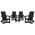 thumbnail image 2 of Merrick Lane 5 Piece Patio Furniture Set Includes Black All-Weather UV Treated Adirondack Rocking Chairs and Side Table, 2 of 12