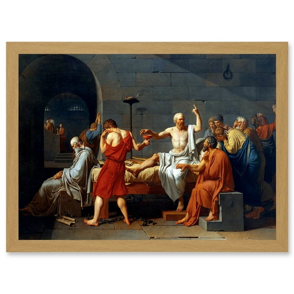 Painting Historic Study Greece David Death Socrates A4 Artwork Framed Wall Art Print