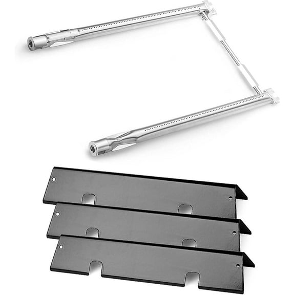 7635 15.3" Flavorizer Bars& 69785 Grill Burner for Weber Spirit I & II 200 Series,with Front Control Knobs for Spirit E210 S210 E220 S220 Enameled Heat Plate,16GA Flavor Bars& 69785 Burner Pipe Tube
