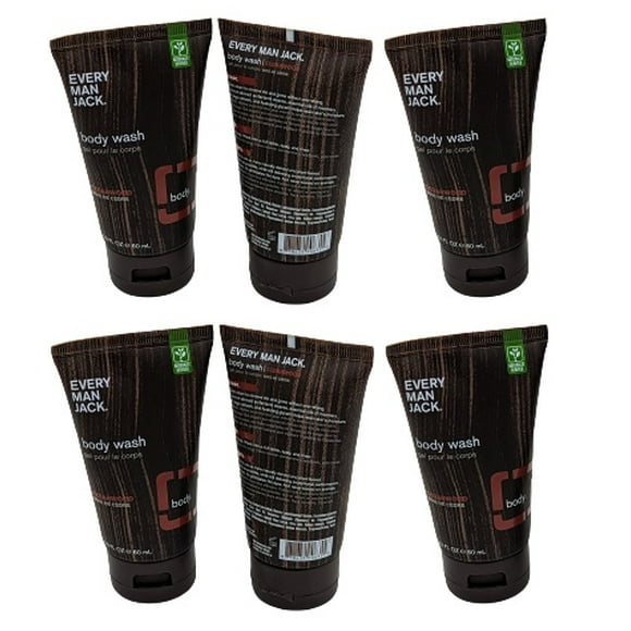 PACK OF 06 - Every Man Jack Mens Body Wash - Cedarwood | Hydrating for Sensitive Skin, Naturally Derived, Cruelty-Free Shower Gel for Men