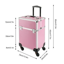 Shzicmy Pink Rolling Train Case Aluminum Trolley Professional Cosmetic Organizer Box New