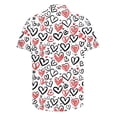 thumbnail image 3 of T-Shirt for Men's Valentine’s Day Heart Printing Casual Short Sleeve Turndown Collar Button Lapel Shirt,Soft Casual Men's Tee Red, 3 of 4