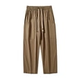 thumbnail image 5 of Bxsruta Men's Drawstring Cropped Pants Relaxed Fit Casual Summer Trousers with Front Pockets, 5 of 6
