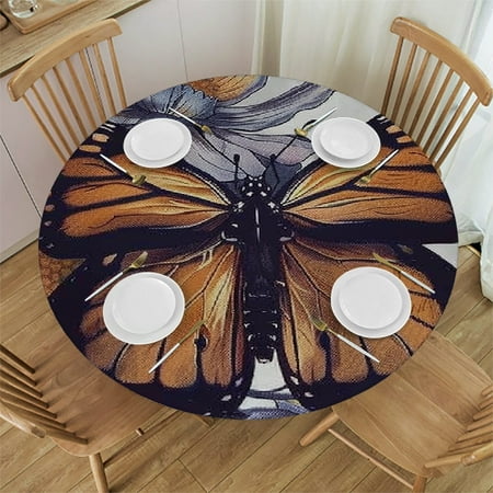 

Patifu Butterfly Flower Symbol Round Tablecloth Stain-Resistant Washable Indoor Outdoor Table Cover for Restaurants Weddings Parties Home Decor 38 -42