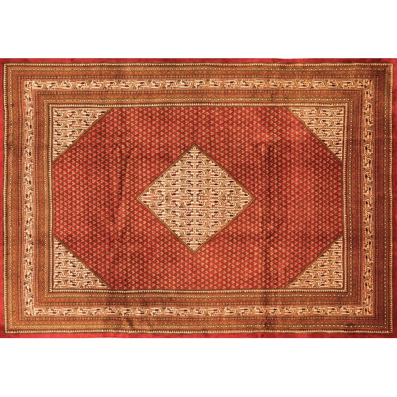 Ahgly Company Indoor Rectangle Medallion Orange Traditional Area Rugs, 6' x 9'