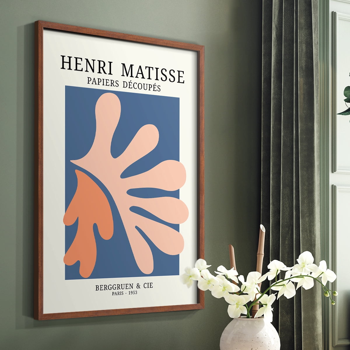 Matisse CDVII in Brown Solid Wood Framed Print No Nail Hanging
