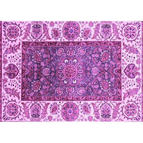 Ahgly Company Indoor Rectangle Oriental Purple Traditional Area Rugs, 4' x 6'