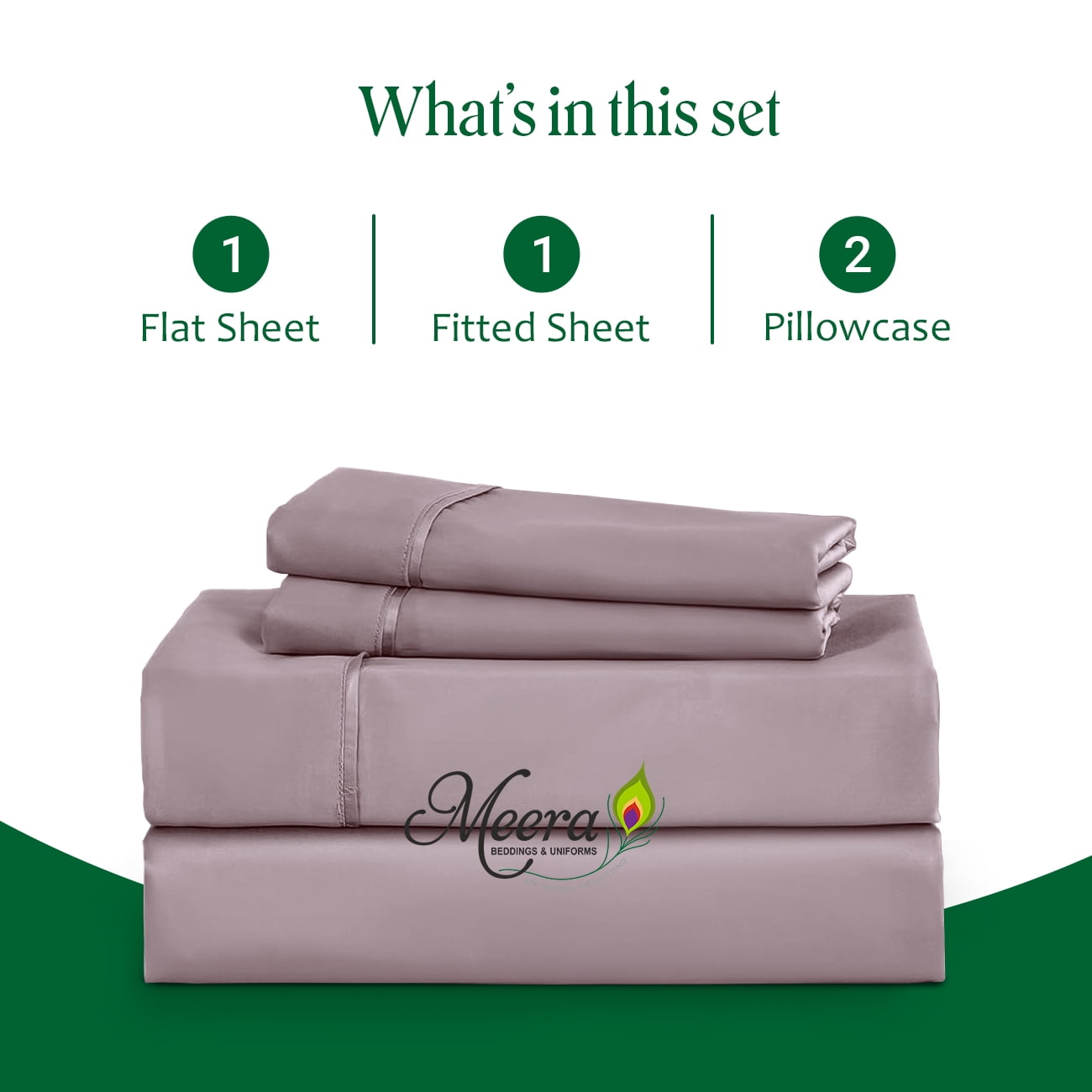 MEERA BEDDING & UNIFORMS Bamboo Bed Sheet with or without Fitted Sheet/ Moisture Wicking, Cooling, Breathable-Queen Size Bed Sheet