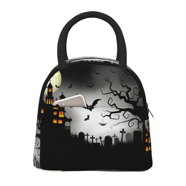 Easygdp Happy Halloween 1 Bolsa de Almuerzo Insulada Grande, Forro de Aluminio, Diseño Espacioso, a Prueba de Fugas, Ideal para Trabajo, Picnics, Viajes y Actividades al Aire Libre