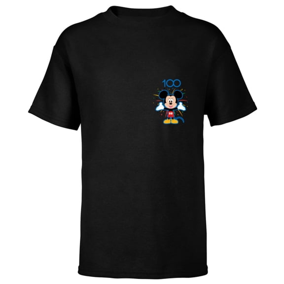 Disney 100 Anniversary Mickey Mouse Fireworks Burst D100 - Short Sleeve T-Shirt for Kids - Customized-Black