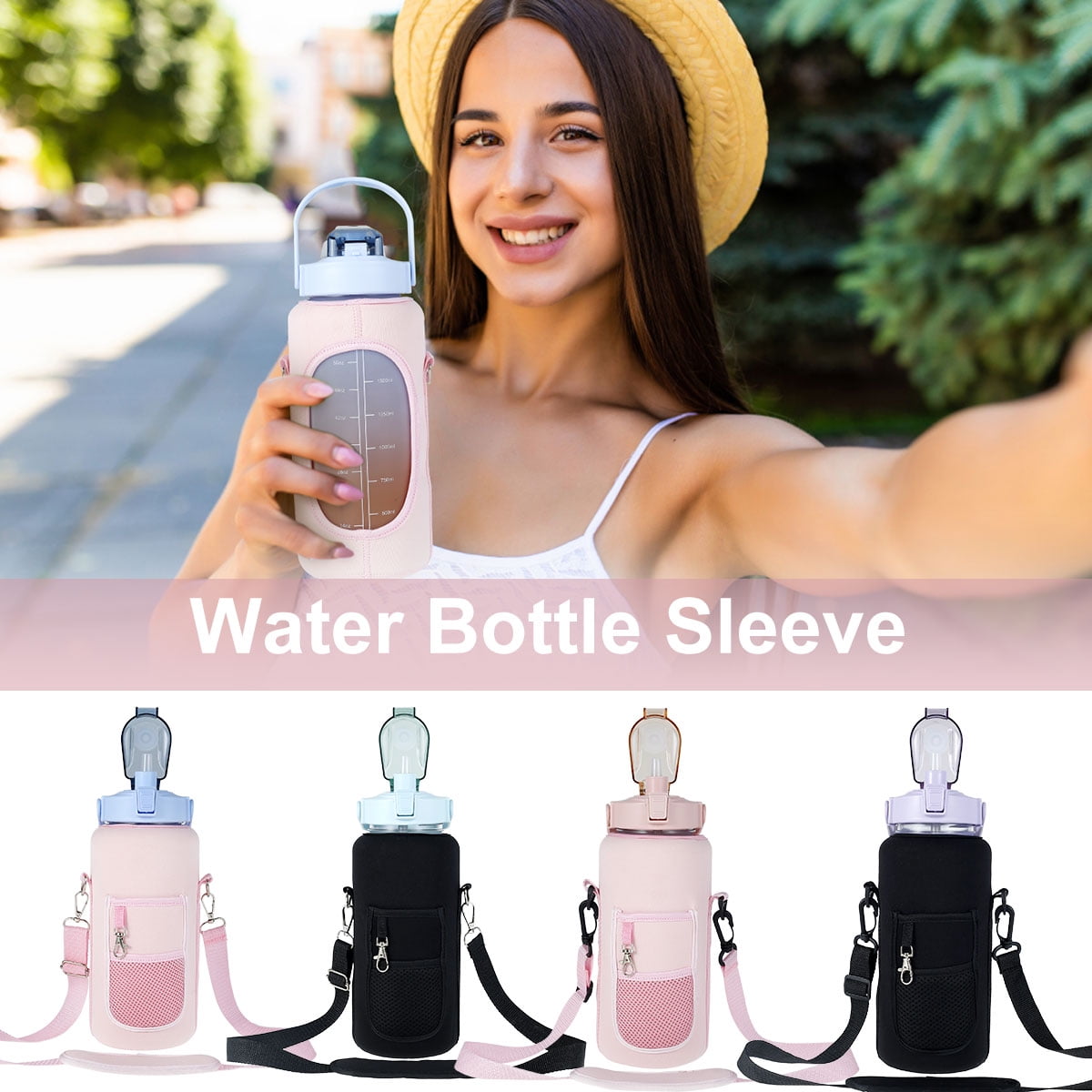 Lieonvis 2L Water Bottle Sleeve Waterproof Water Bottle Cover Insulated  Neoprene Fabric Bottle Sleeve with Shoulder Strap Gift for Kids Women Men  Gym