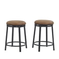 thumbnail image 3 of 24'' Swivel Bar Stools Set of 2, Counter Height Barstools with Upholstery and Footrest, Backless Round Bar Stools for Kitchen Island, Home Bar, Brown, 3 of 6