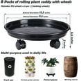 thumbnail image 3 of 5 Packs Large Plant Caddy with PU Wheels 12" Rolling Plant Stands Heavy-duty Plastic Plant Roller Base Pot Movers Plant Saucers on Wheels Indoor Outdoor Plant Dolly with Casters Planter Tray Coaster, 3 of 15