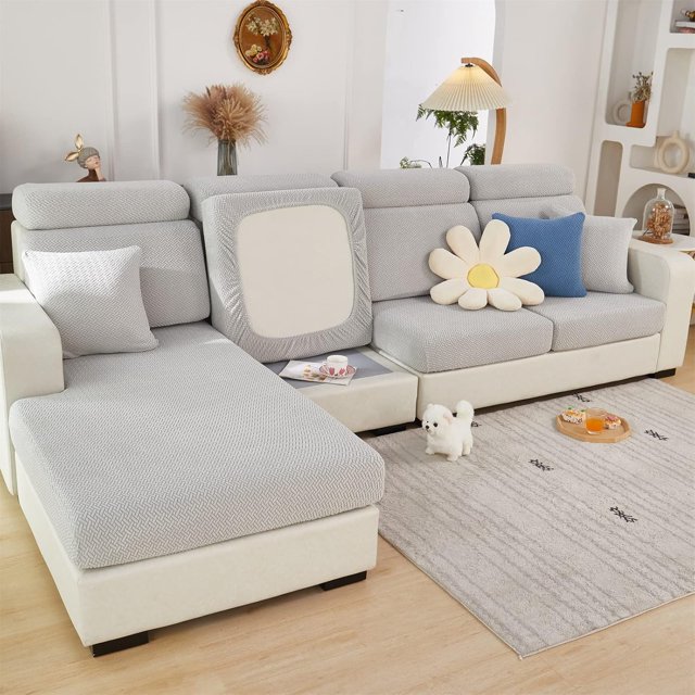 Magic Sofa Cover Stretch Universal WearCouch Cushion Slipcovers Sectional L Shape Sofa Seat Cover Furniture Protector (A Seater Cushion Cover)