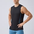 thumbnail image 2 of Men's Quick Dry Tech Stretch Active Sleeveless Crewneck Tank Top Workout Shirt Size 2XL Black, 2 of 5