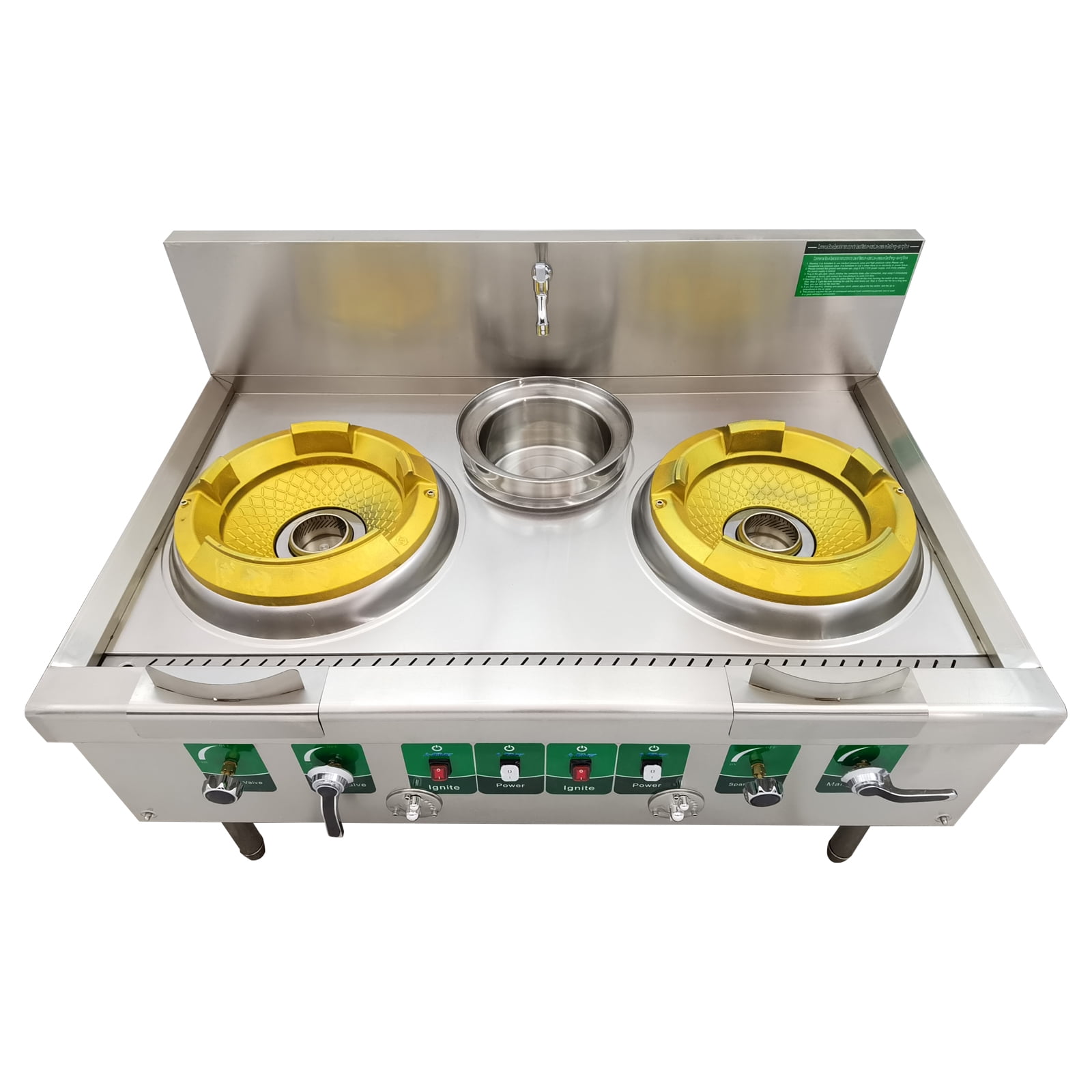 LPG and Natural Gas Chamber Double Burner High Fire Stove Commercial Gas Wok Gas Stove with Baffle AC110V