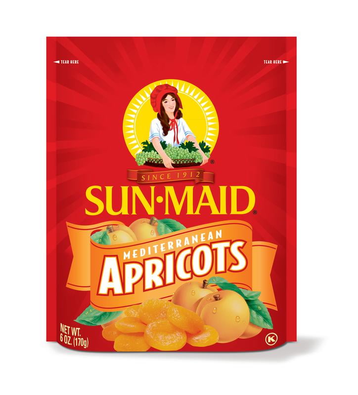 Sun-Maid Mediterranean Apricots, Dried Whole Fruit, 6 oz Bag