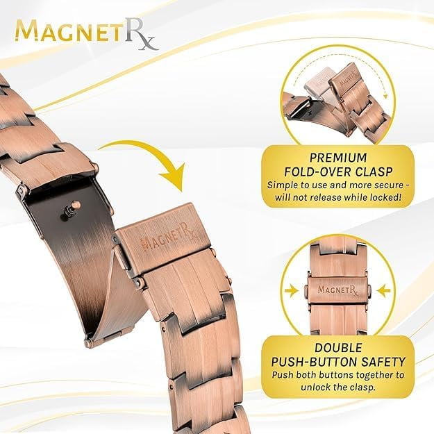 Copper Bracelet for Men Band with Fold-Over Clasp and Adjustable Links (Legacy)