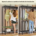 thumbnail image 3 of Perchero Resistente de 4 Niveles con 6 Estantes – Clóset Armable para Ropa, Repisas y Barras Ajustables, Estructura de Metal (Soporta 522 kg), Diseño en L o Lineal para Recámara, 3 of 6
