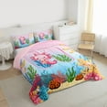 thumbnail image 3 of Feelyou Axolotl Letter H Full Size Comforter Sets, Fairy Tale Sealife Bedding Comforter Set, Teens Kids Girls Boys Reversible Bedding Sets, Ultra Soft Bedroom Decor, 3-Piece, 3 of 8
