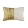 thumbnail image 1 of Funda de almohada lumbar decorativa HomeCentric dorada de 30 x 55 cm (12 x 22 pulgadas), con efecto patchwork de piel sintética, tejido de canasta, lino, rectangular, estilo moderno con estampado, 1 of 4