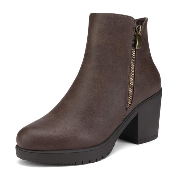 Botines de Mujer DREAM PAIRS con Tacón Grueso Marrón Talla 10